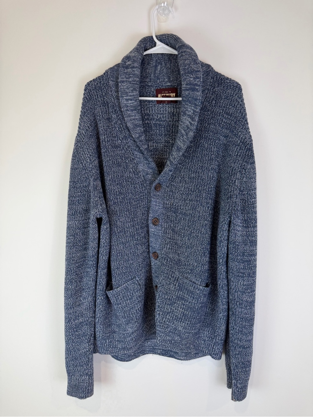 Alesbury Men's XL Blue Shawl Collar Button Front Knit Cardigan Grandpacore